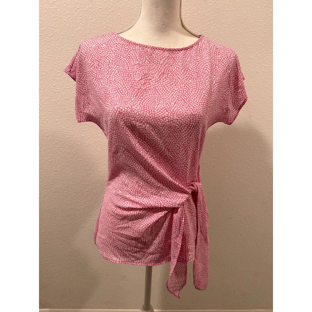 Michael Kors Womens Side-Tie Blouse Top Charming Pink Bouquet Floral XXS New B03